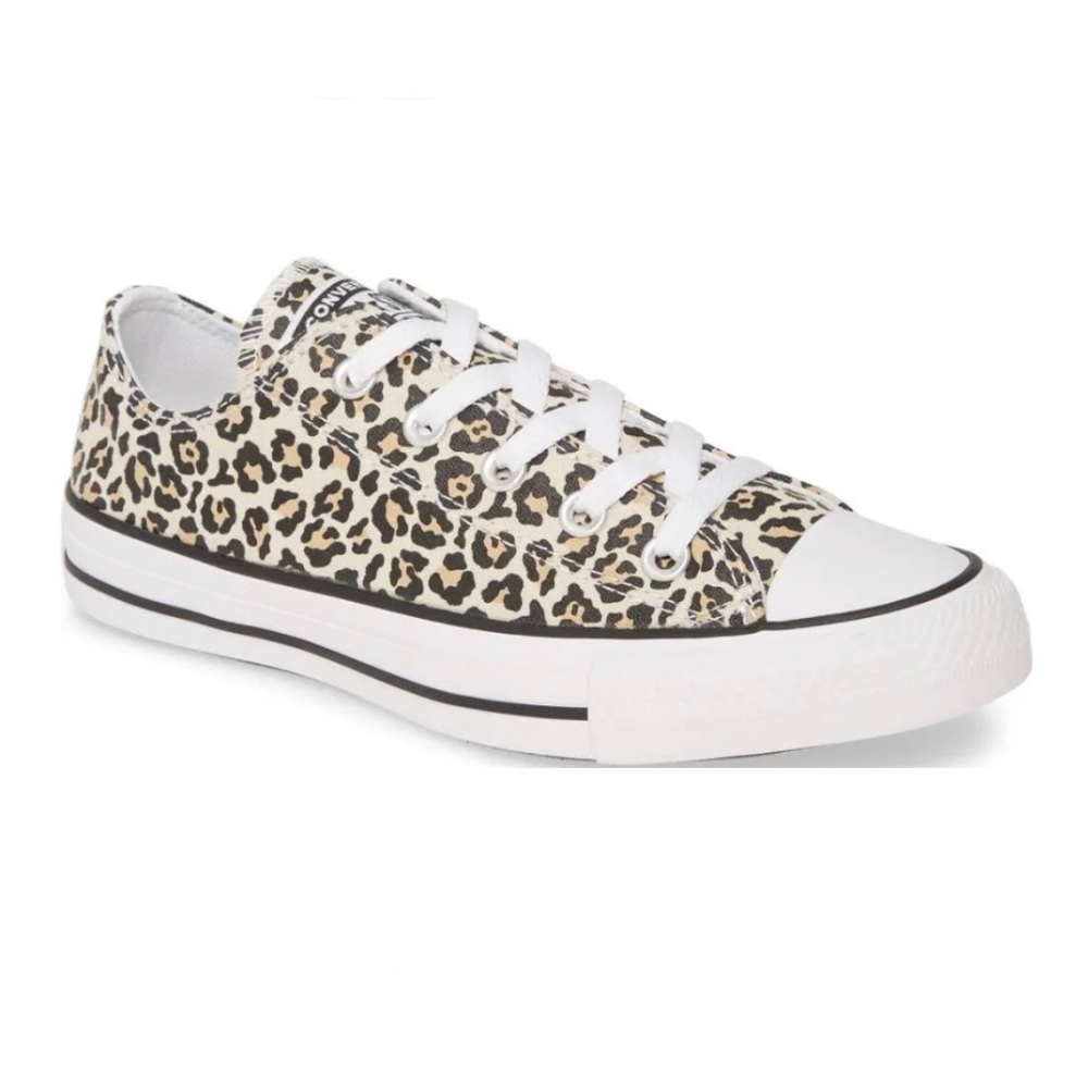 EUC- Converse ‘Chuck Taylor All Star’ Leopard Coated Canvas Sneaker- BLACK Lace